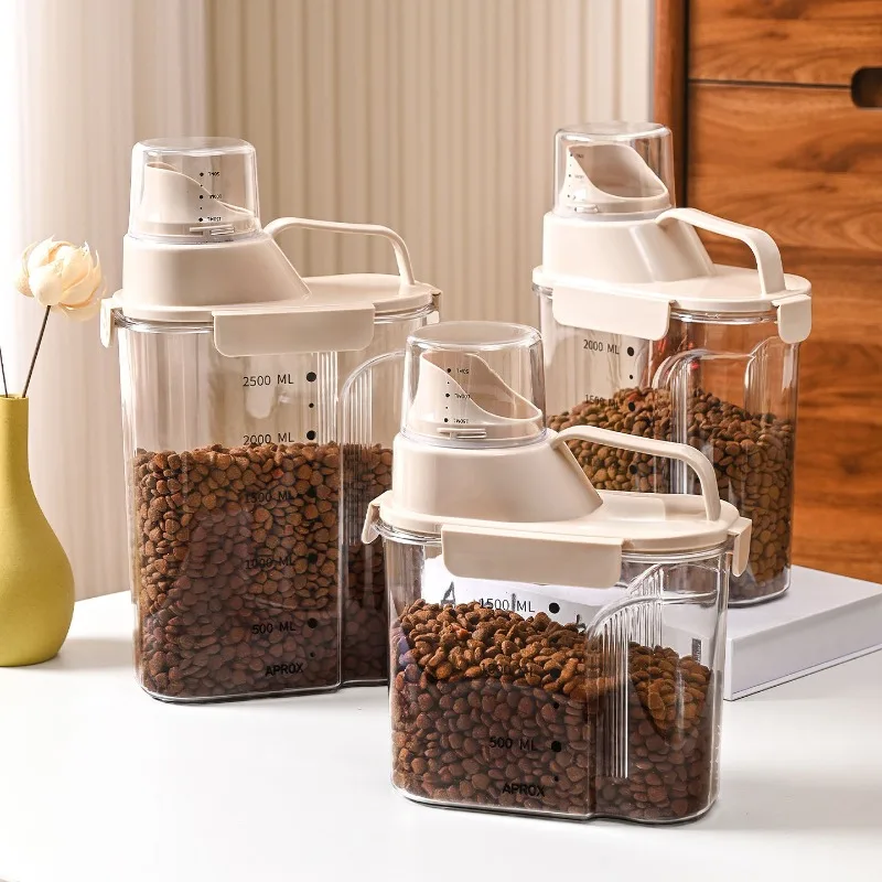 Thickened Dog Food Storage Bucket Pet Food Grain Storage Tank Kitchen Storage Rice Box Cat Food Grain Sealed Jar 2L/2.5L/3L