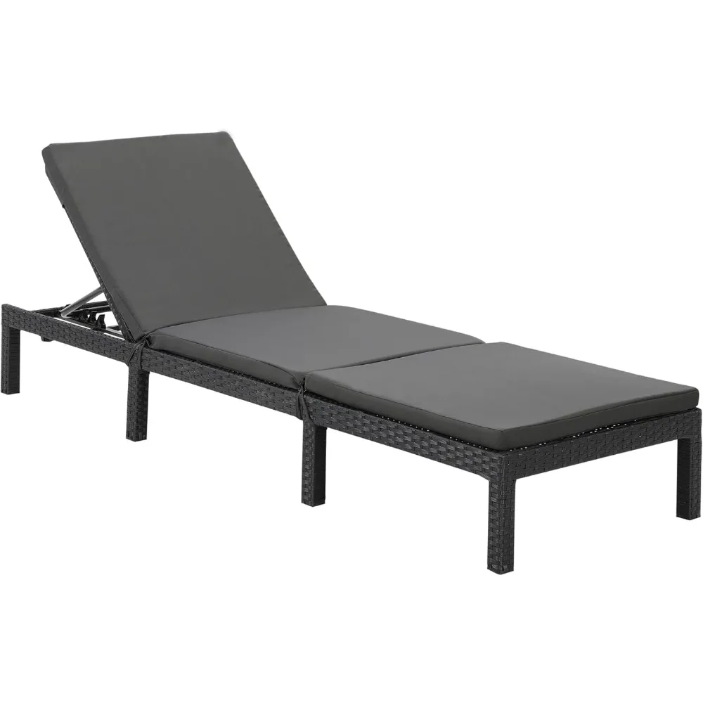 

Outdoor Chaise Lounge, Adjustable Pool Lounge Chair with 5 Positions Recliner, Tanning Chair for Patio, Beach, Pool