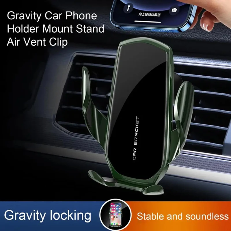 Gravity Car Phone Holder Air Vent Stand Luxurious Phone Mount 180-Degree Rotation Smart Phone Holder for Car One-Hand Placement