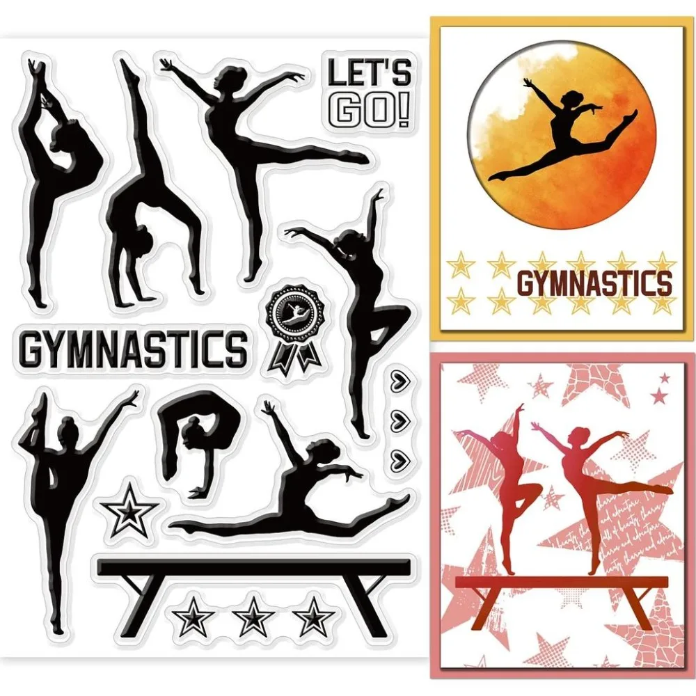 1Sheet Sports Theme Gymnastics Clear Stamps Lady Human Silhouette Clear Stamp Human Seals
