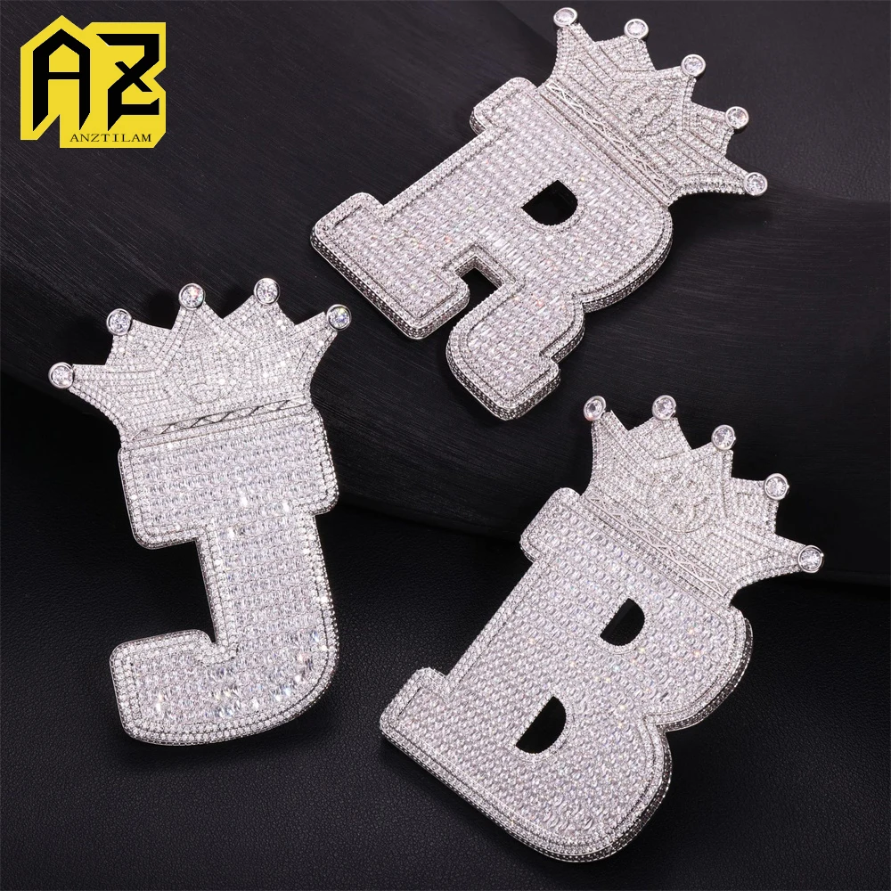 Anztilam BIG J R B Pendant Iced Out Pendant Necklaces For Men Long Link Chain Women Brass Zircon Hip Hop Jewelry Free Shipping