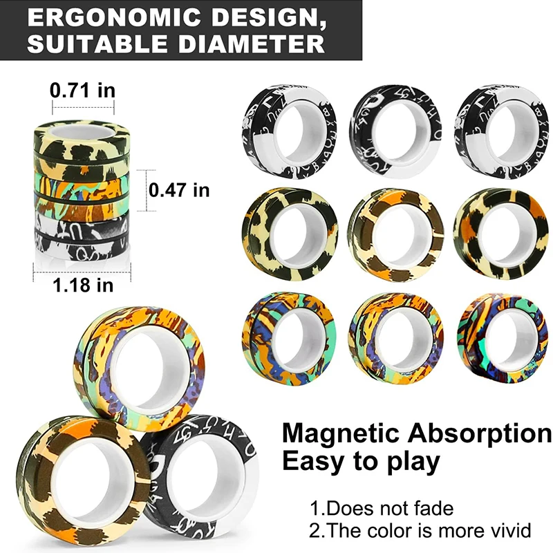 3Pcs NEW Anti-stress Magnetic Rings Magnetic Bracelet Ring Unzip Toy Magic Ring Props Tools Decompression Toys Finger Rings Toy