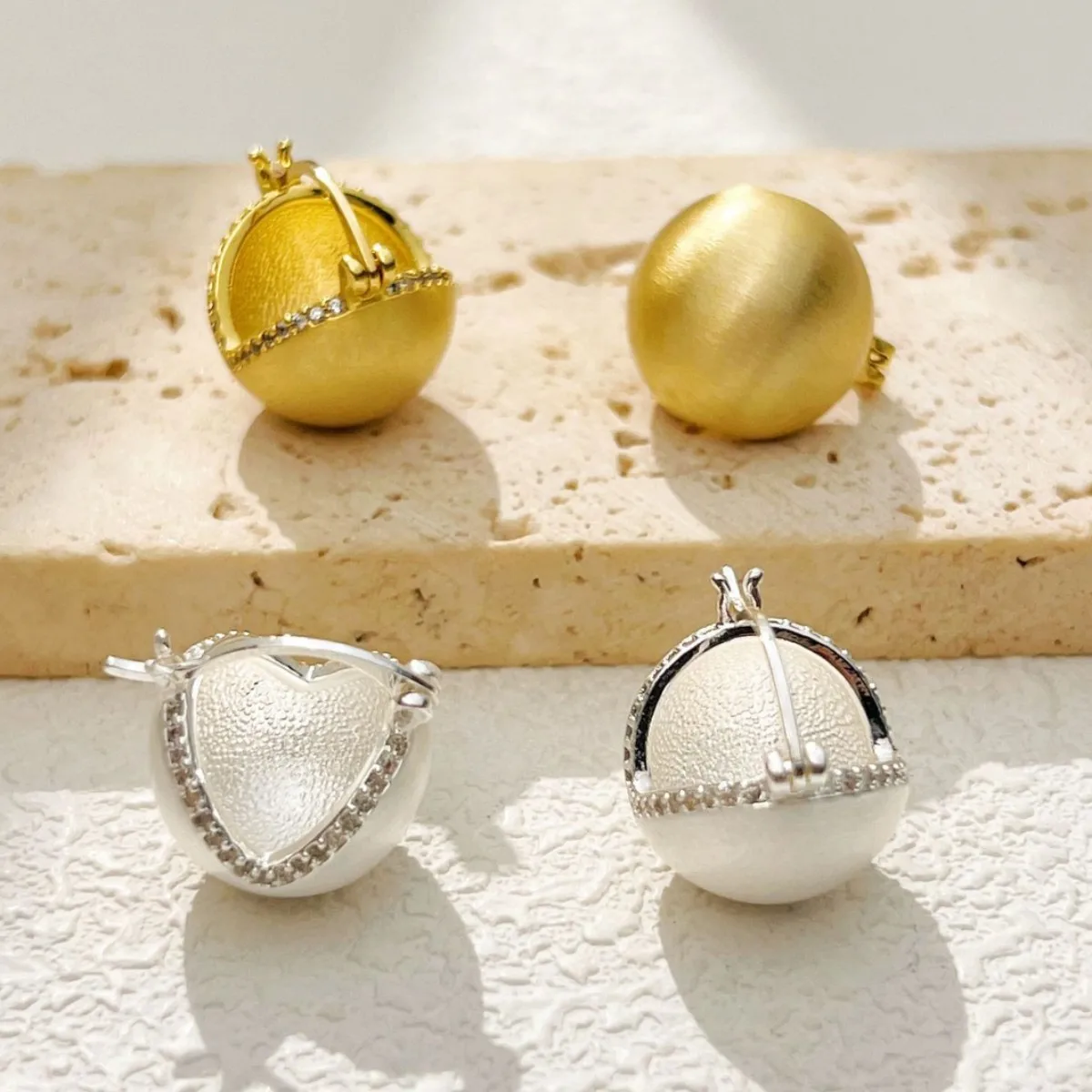 High-end Brushed Metal Flower Basket Ear Cuffs, Light Luxury Versatile Earrings