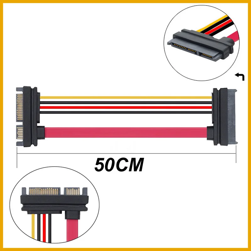 NEW 2026 50CM 22Pin SATA Cable Male to Female 7+15 Pin Serial ATA SATA Data Power Combo Extension Cable Connector Conterver