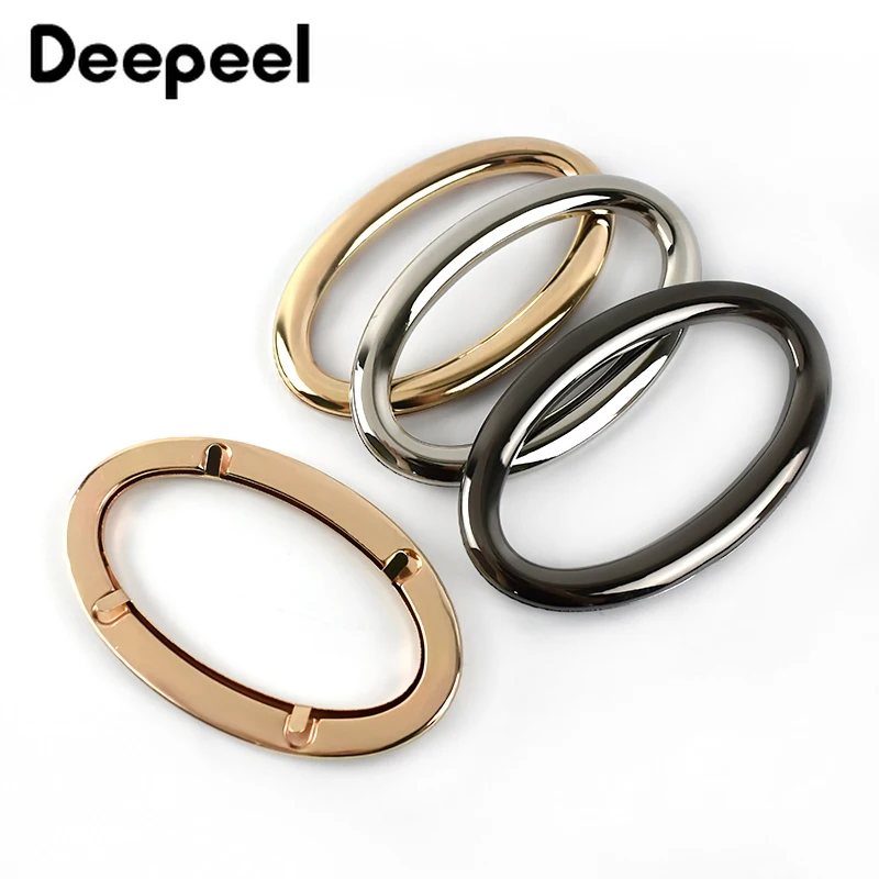 4/10pcs Deepeel Oval Rings Metal Frame Bag Handles Buckles Clothes Decorative Kiss Clasp Clutch Handbag DIY Hardware Accessories