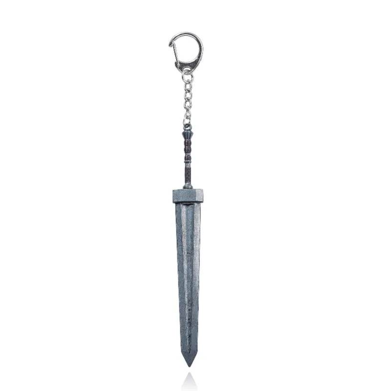 14cm Ring Dark Moon Game Keychain Pendant Damascus Giant Sword Marlenia Handheld Blade Metal Weapon Model Birthday Gifts Toy Boy