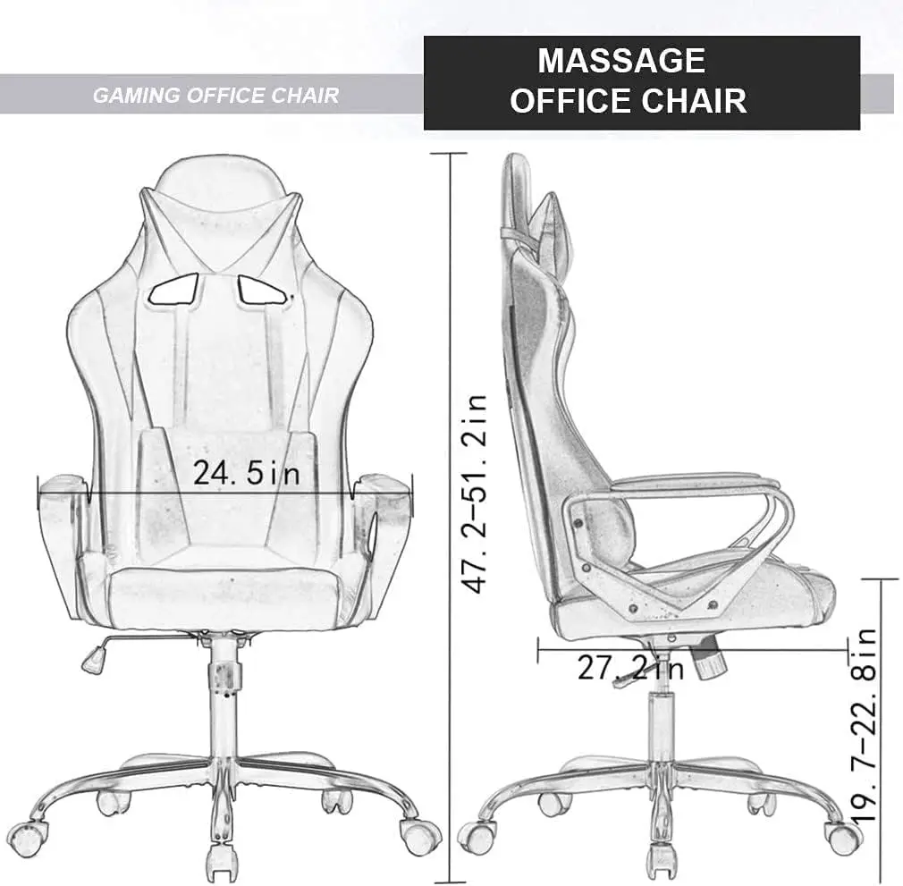 Gaming Chair High-Back Office Chair Ergonomic Video Game Chairs Height Adjustable Reclining Computer Chair with Lumbar Support