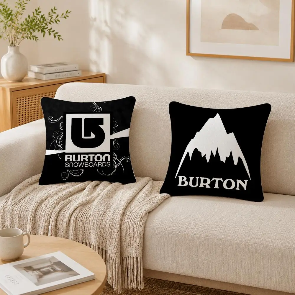 Skiing Brand B-Burton Cushion Cover Plush Decorative Pillow Case With Hidden Zipper Cutecore Room Decor For Home