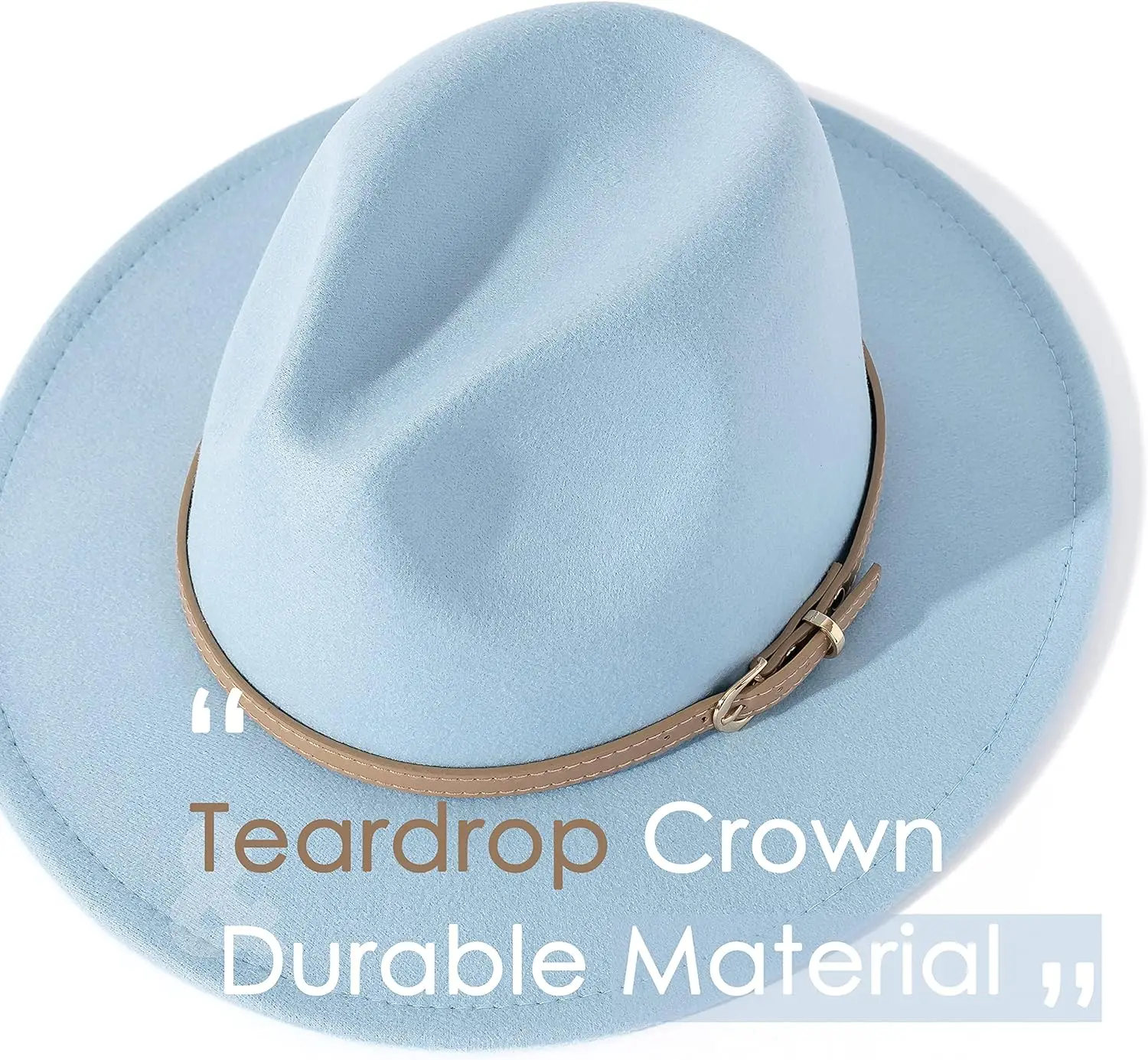 Mistdawn Women's Classic Felt Fedora Hat Wide Brim with Belt Buckle Spring Summer Ideal for Church Weddings Jazz Events