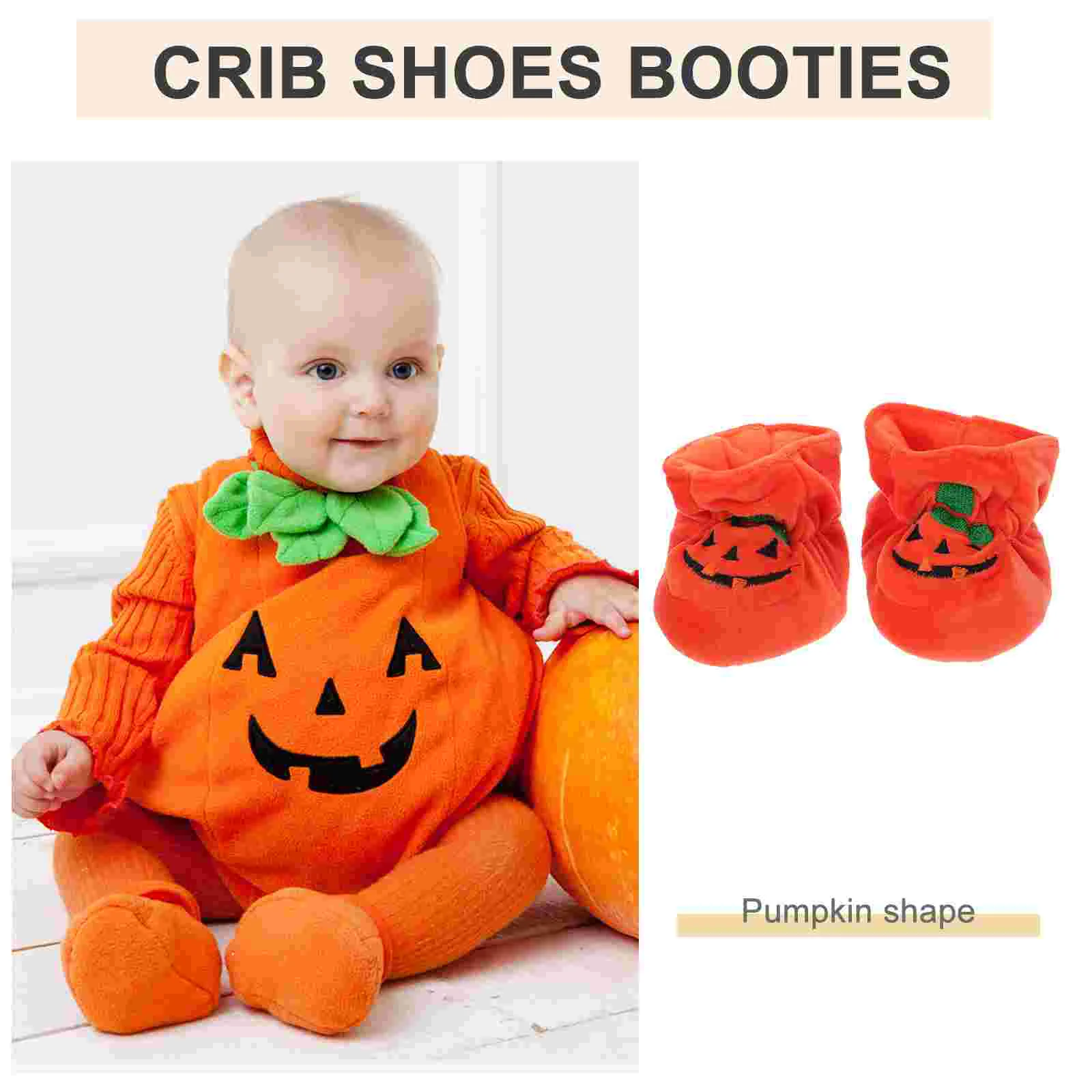 1 Pair Newborn Baby Boys and Girls Halloween Pumpkin Booties Infant Crib Shoes newborn slipper crib shoes booties