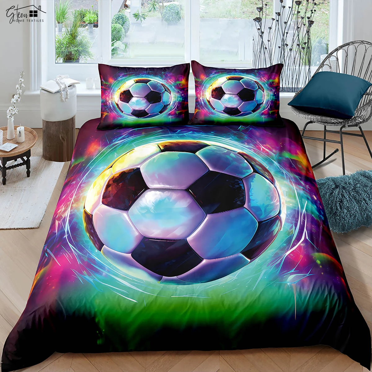 

Cool Football Watercolor 3D Printed Quilt Cover 100% Polyester Bedding Set Quilt Cover Pillowcase 3 Pieces