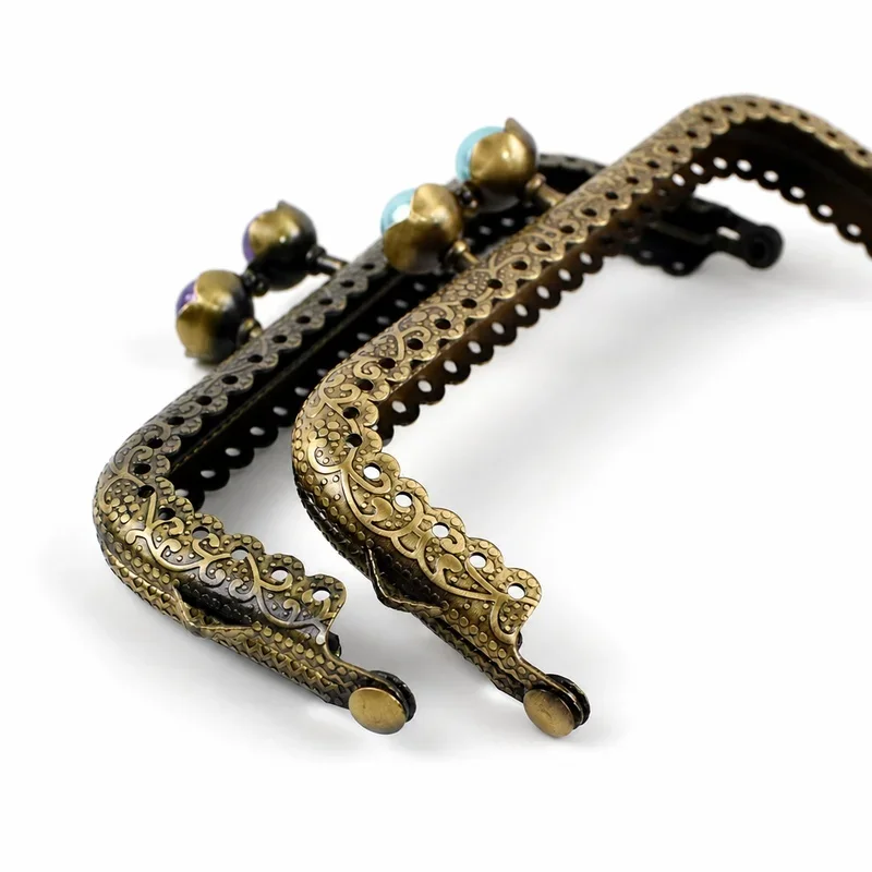 1/2/3/5Pcs 10.5cm Antique Bronze Purse Frame Handle Metal Kiss Lock Clasp with Pearl Coin Wallet Clutch Bag DIY Accessories