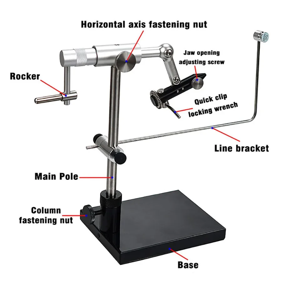 MNFT 1 Satz 360 ° Rotation Fliegenbinden Schraubstock für Streamer Fliegenfischen Fliegen Jig Lockt Fliegenbinden Werkzeug – Detail 3
