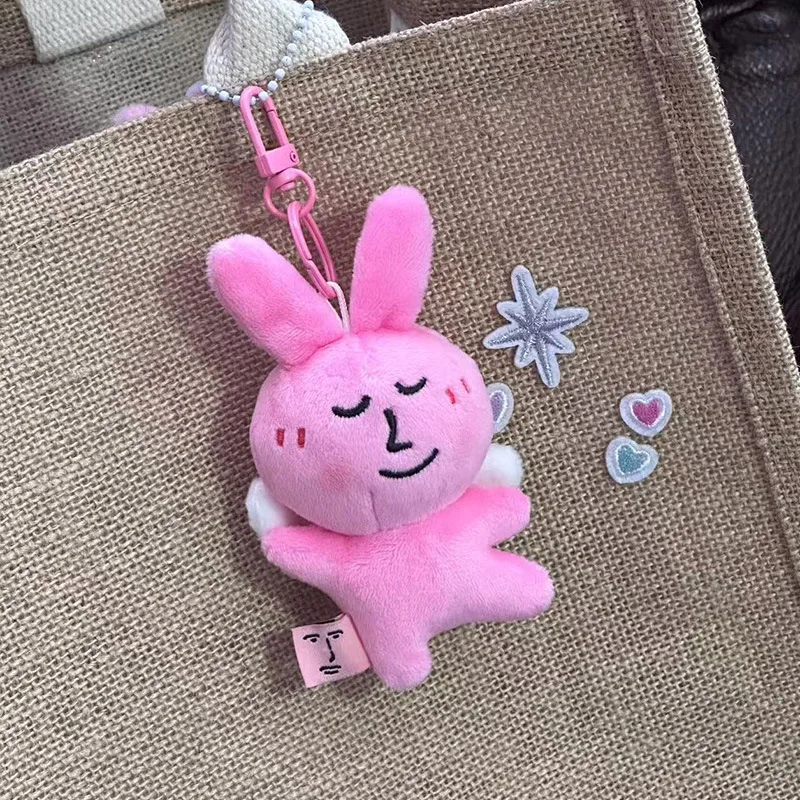 Cute Pink Rabbit Plush Pendant Funny Cartoon Little Doll Toy Bag Charm Keychain Great Gift for Friends