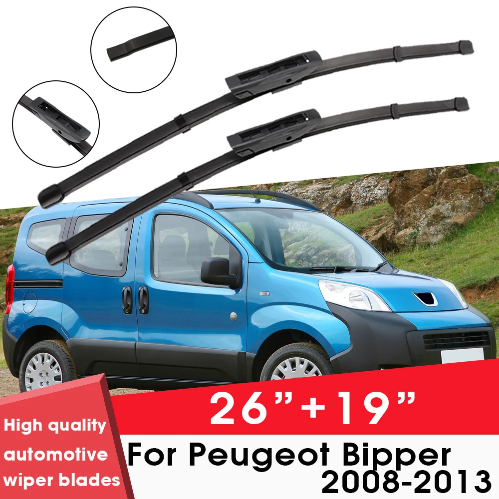 

Car Wiper Blade Blades For Peugeot Bipper 2008-2013 26"+19" Windshield Windscreen Clean Rubber Silicon Cars Wipers Accessories