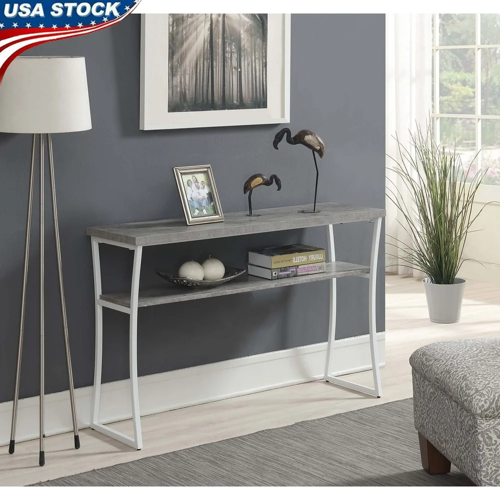 

X-Calibur Console Table with Shelf Modern Design Storage Solution Durable Powder Coated Metal Frame Indoor Furniture Rectangular