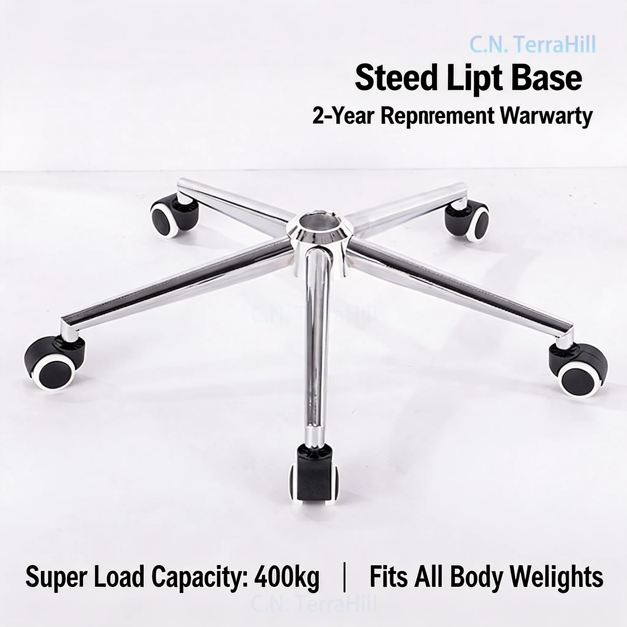 Heavy Duty Office Chair Base Replacement, Chrome Plated Five-Star Swivel Chair Base with Steel Legs, Height Adjustable Computer