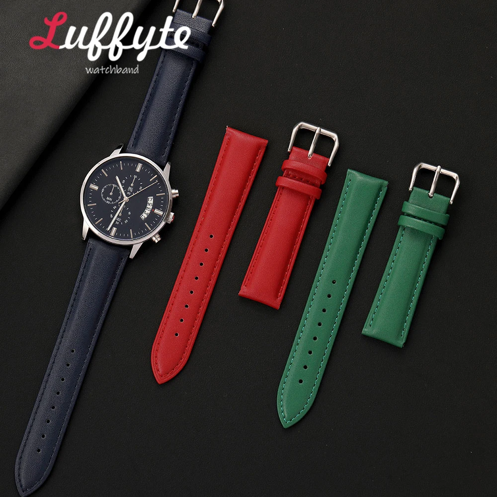 Elegant Women Men PU Leather Watch Band 18mm 20mm 22mm with Gift Packing Box Comfortable Business Wristband Watch Accessories