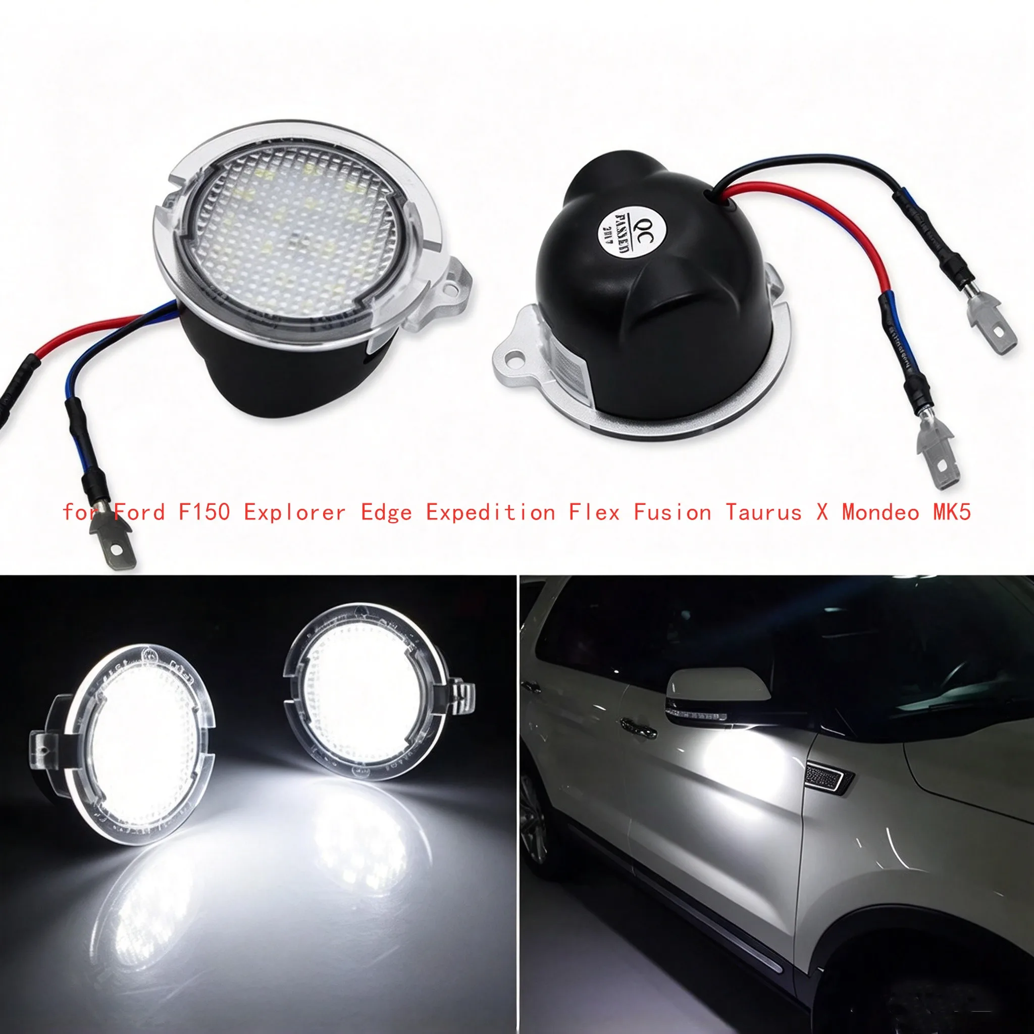 2Pcs LED Side Mirror Puddle Light Lamp For Ford F150 Explorer Edge Expedition Flex Fusion Taurus X Mondeo MK5
