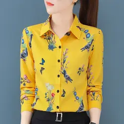 Vintage Printed Spliced Button Floral Shirts Women's Clothing 2023 Autumn Winter New Loose Casual Tops Office Lady Blouses