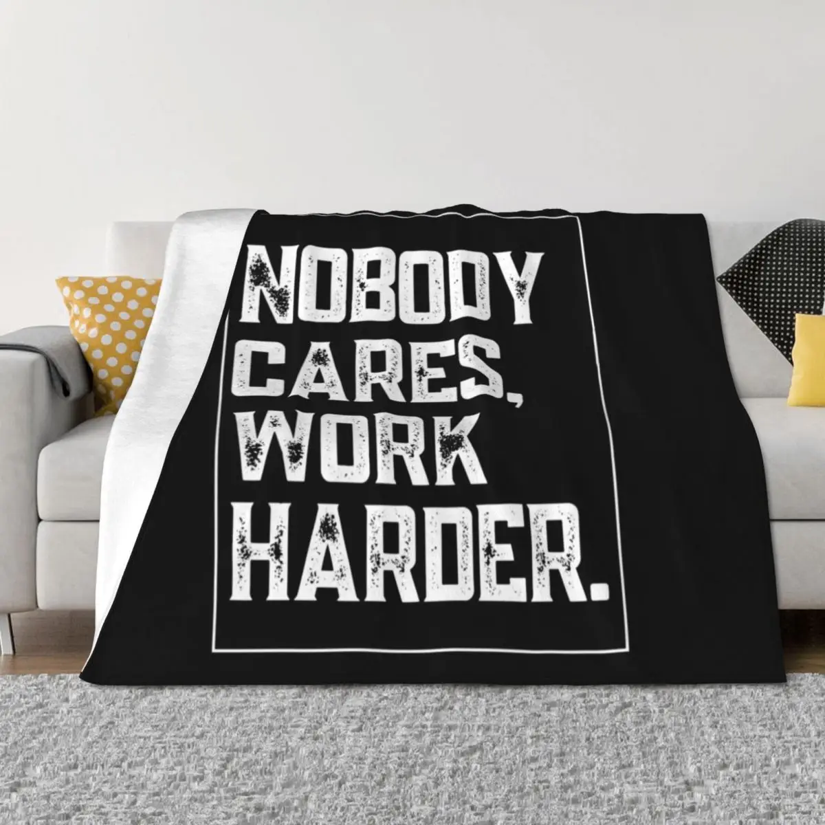 

Nobody Cares Work Harder Vintage Throw Blanket Comforter Heavy Beautifuls Blankets
