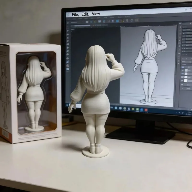 3D printed character model with glasses, slightly chubby girl, adult room decoration, pure desire decoration, semi-finished DIY