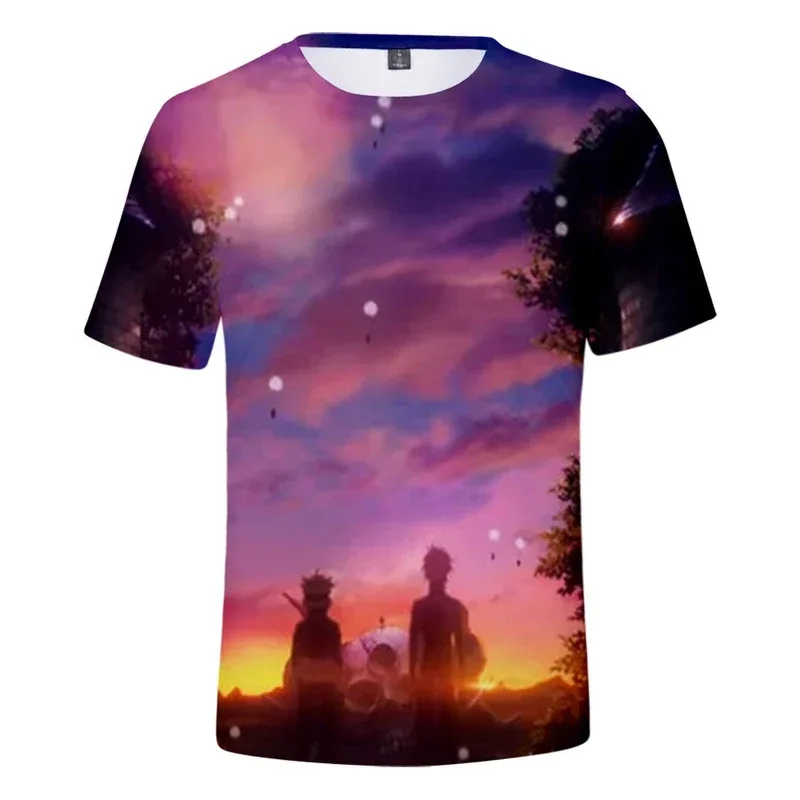 111 www Harajuku نمط تي شيرت قصير تي شيرت عادية الهيب هوب الشارع الشهير أحدث صيحات الموضة البرسيم ثلاثية الأبعاد طباعة الرجال والنساء أنيمي الأسود