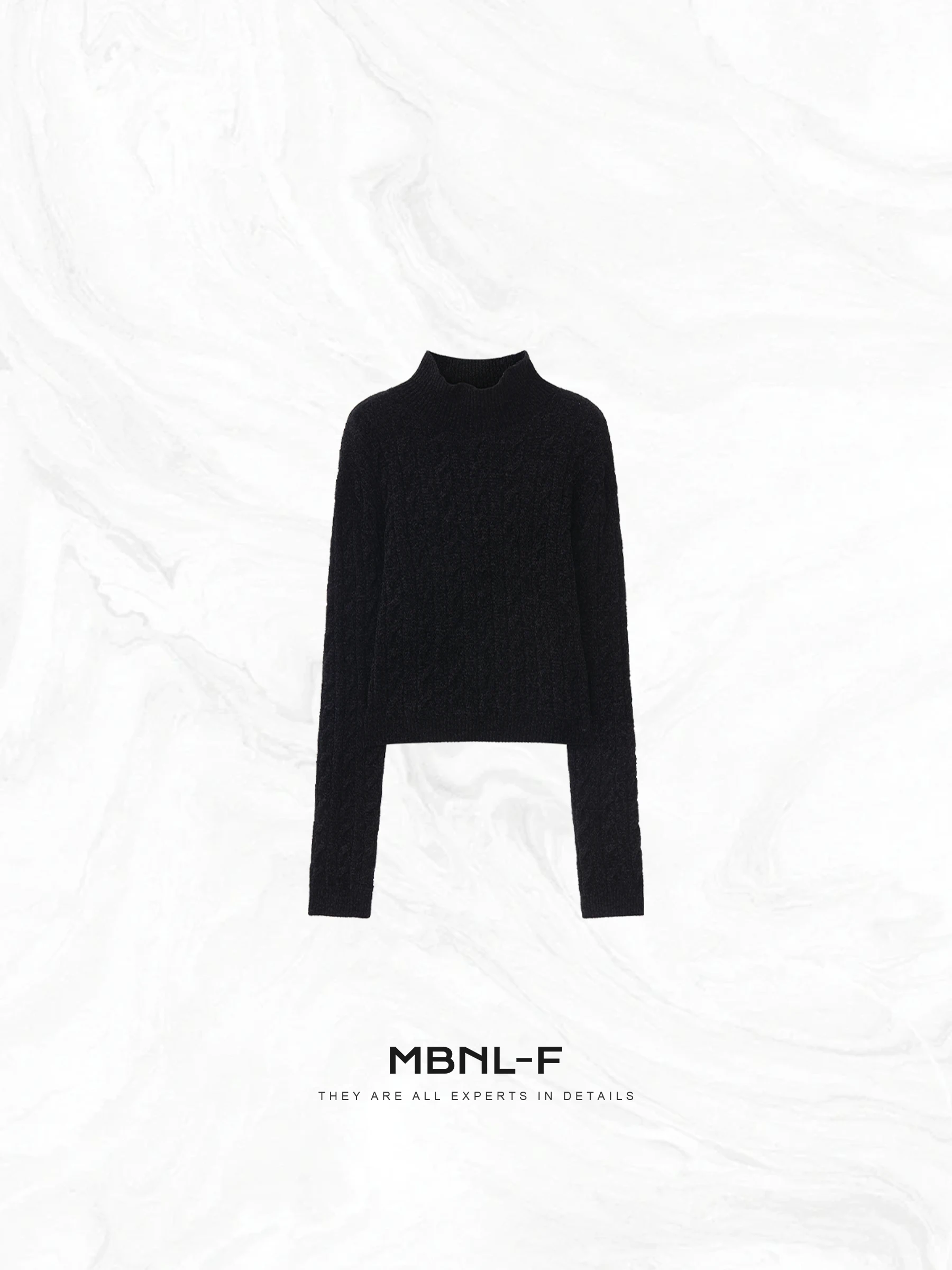 

MBNLF Bla Twist High Ne Knitted Sweater Classic Series 7 Needle Cusized Women's Faion Spring 2026