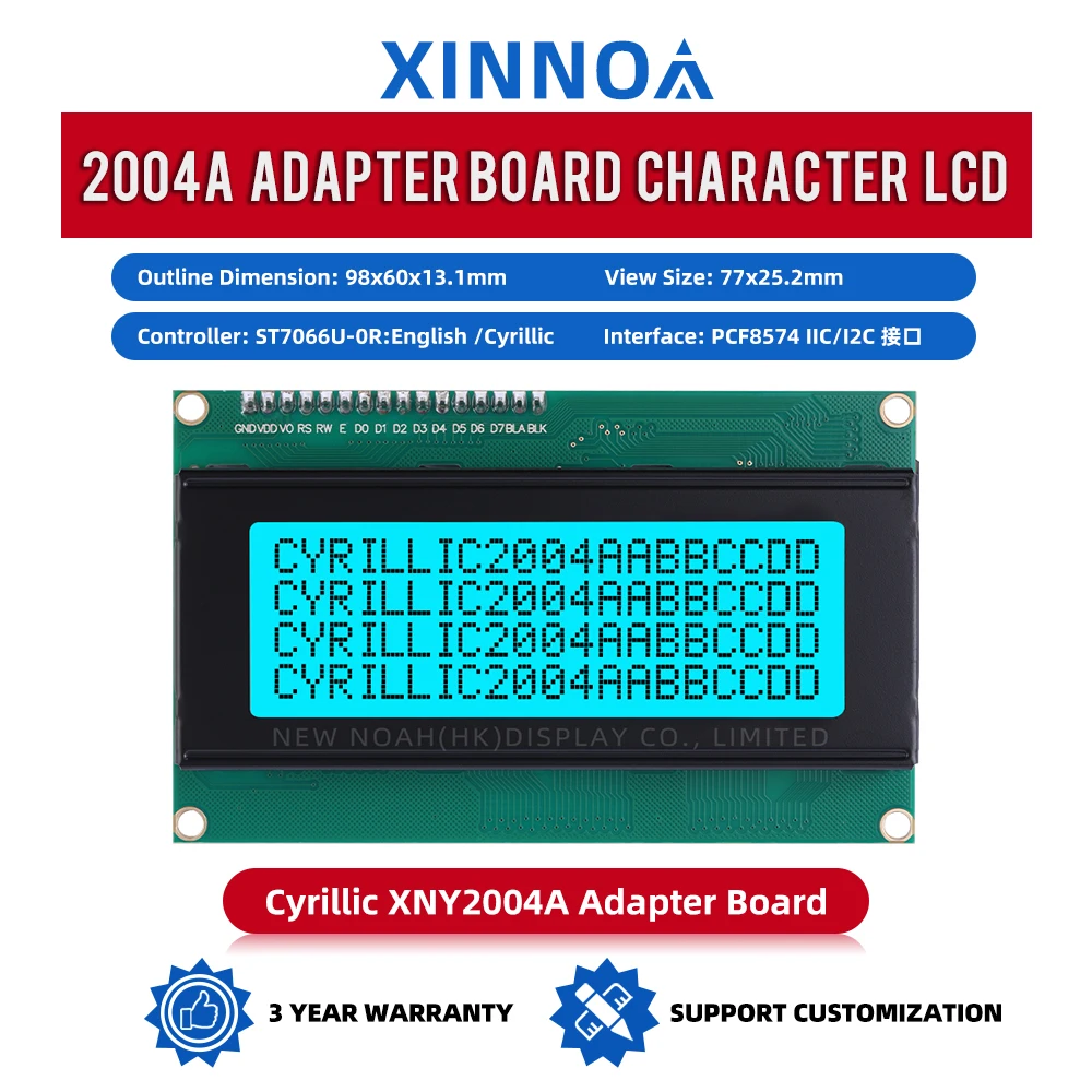 Cyrillic Ice Blue Film Black Letters 2004A IIC Adapter Board Character LCD Display Screen 4X20 ST7066U High Quality