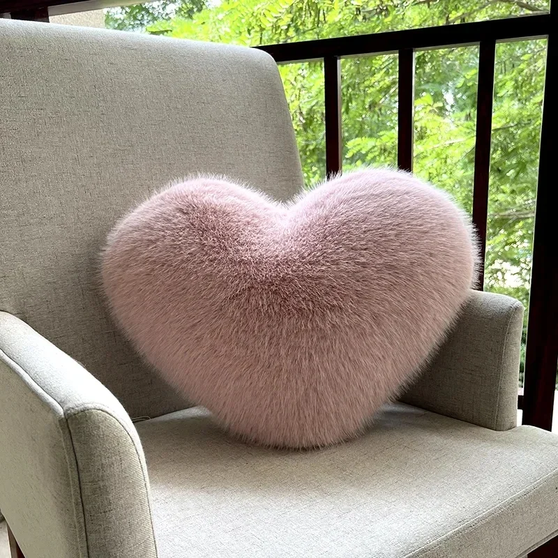 Heart Pillow Plush Purple Pink Yellow Fluffy Cushion Decor Sofa Chair Back Support Party Prop Ladies Gift