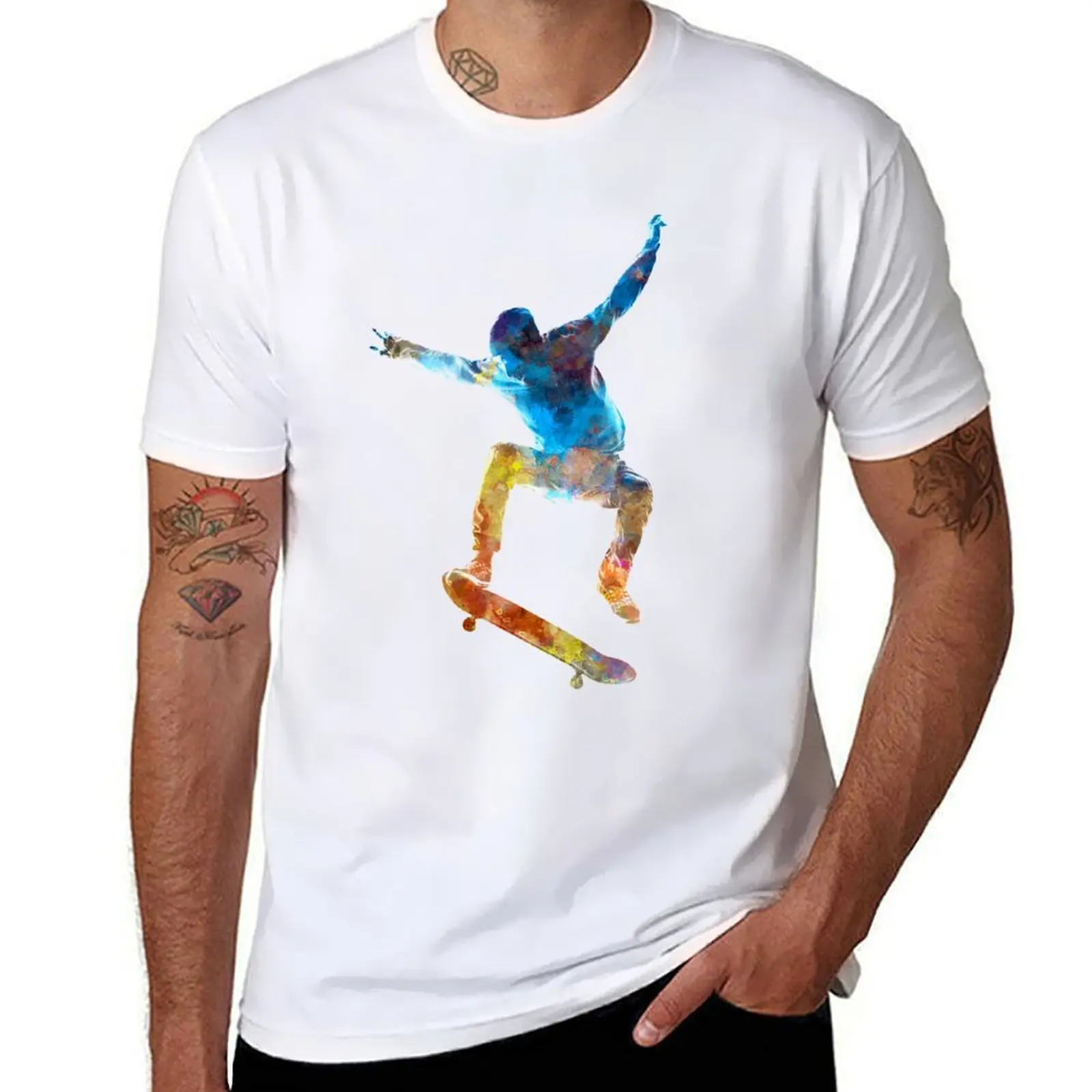 

Man skateboard 01 in watercolor T-Shirt man t shirt heavy cotton black cotton t-shirt plain for man package T-Shirt