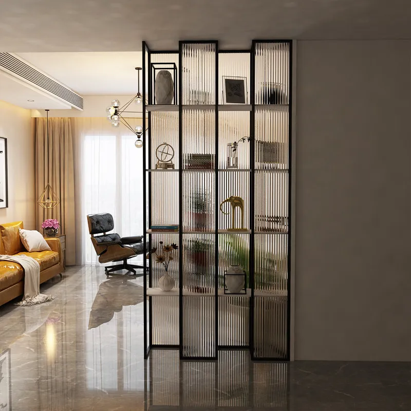 Light luxury entrance living room entrance cabinet glass partition shelf obscuring movable office screen wine cabinet