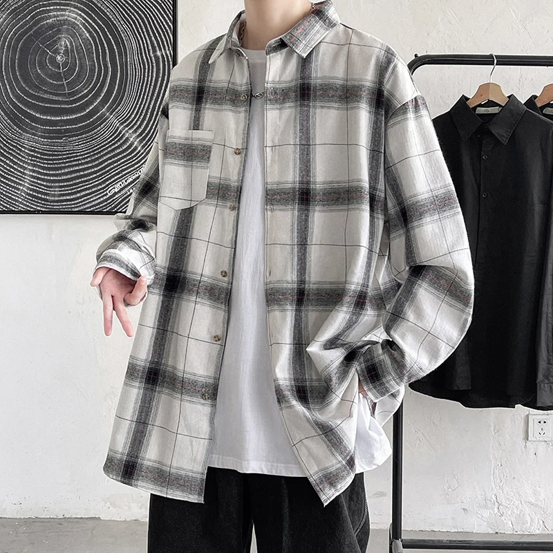 Spring Autumn 2025 Trendy Casual Summer Thin Sun Protection Outerwear Hong Kong Style Loose Shirt Long Sleeve Men's Button do...