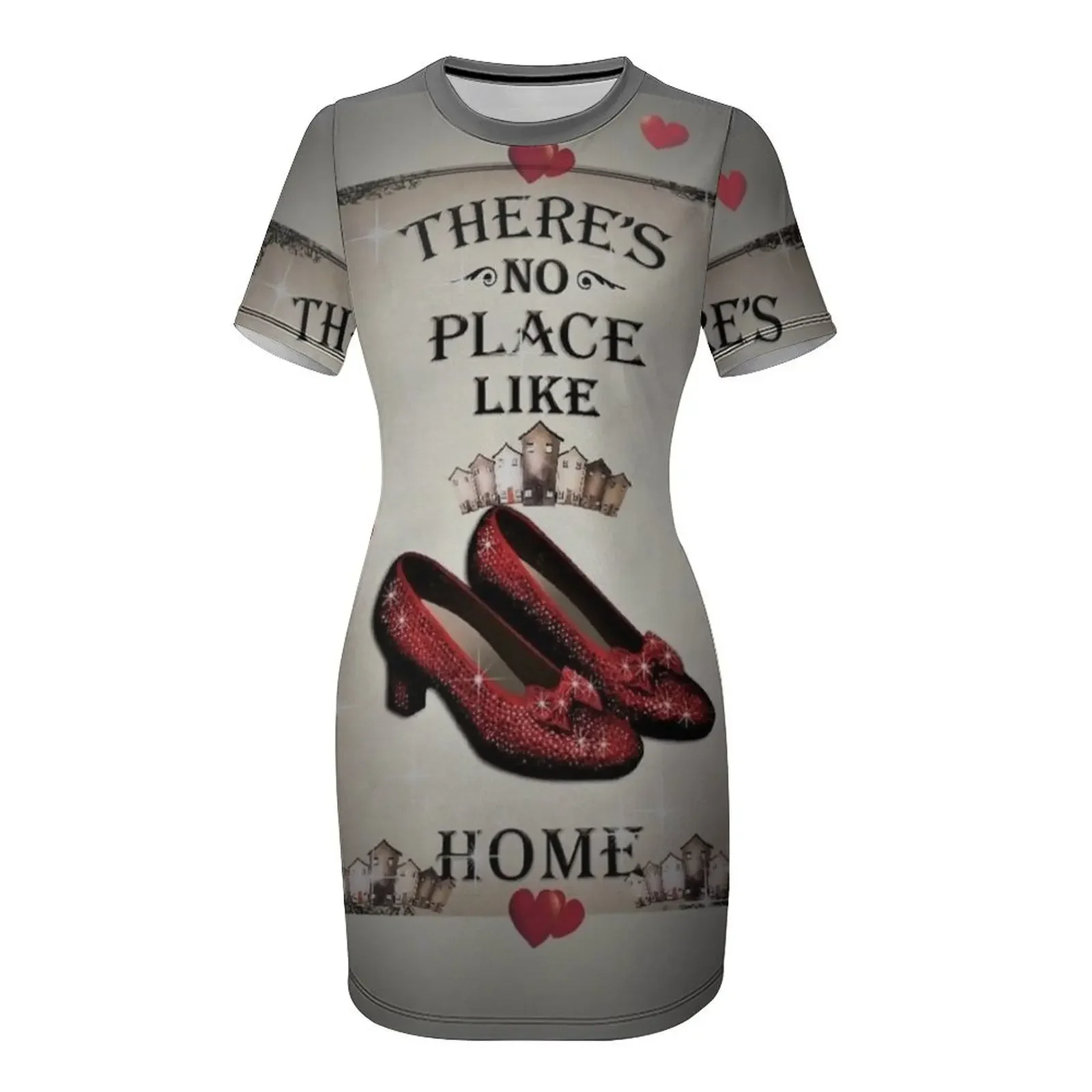 T-shirt coussin affiche décor design maison est là où le coeur isruby pantoufles oz masques robe à manches courtes