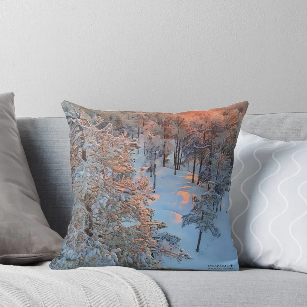 Arctic Circle Wilderness - evalaaksart - A piece of Finland Throw Pillow autumn pillowcase Elastic Cover For Sofa pillow