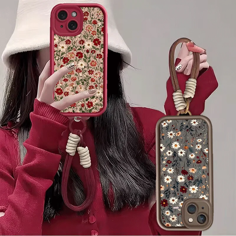 حافظة ريترو على شكل زهرة لهاتف OPPO Realme C75 C71 C67 C63 C61 نوت 50 60 C55 C65 15 14 13 12 Pro Max Plus 11 C35 غلاف الهاتف