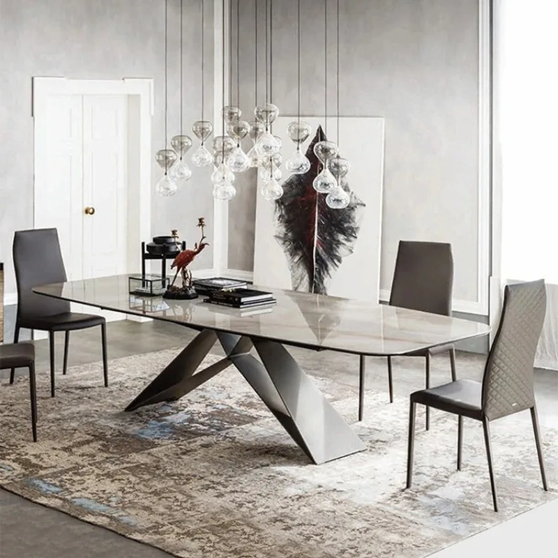 Mesa De Comedor De diseño moderno único para 6 personas, mesa De Comedor De lujo para estudio, sala De estar, muebles nórdicos De mármol sintético