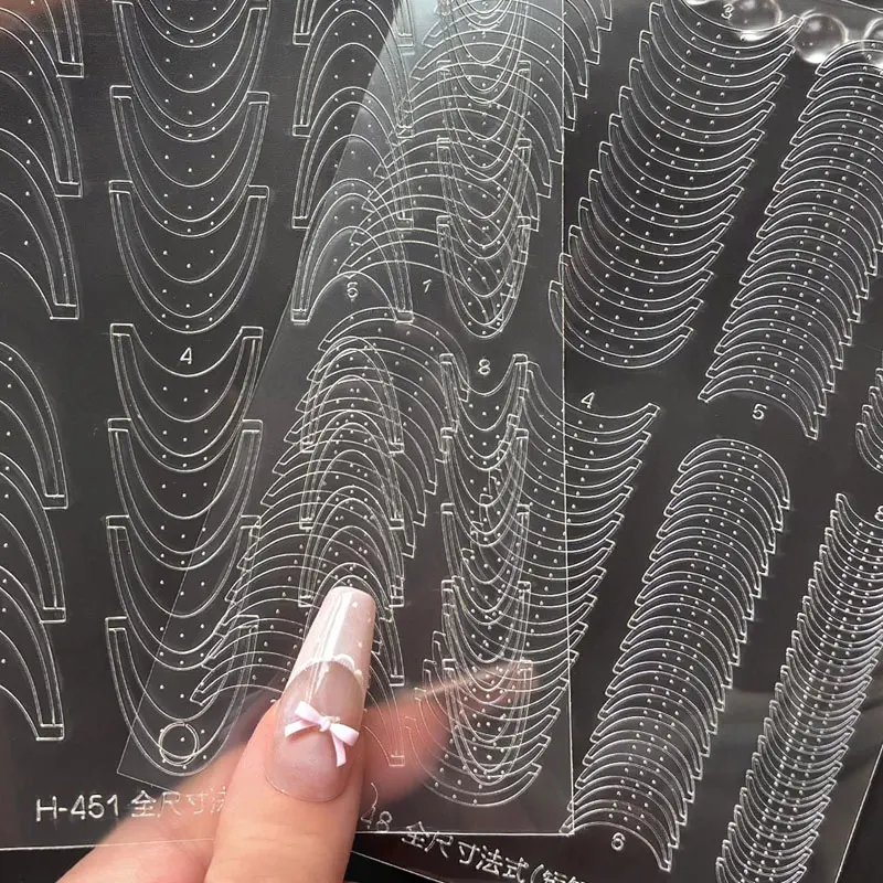 Plantillas de uñas francesas huecas transparentes minimalistas de 1/3 piezas, reutilizables, plantilla de aerógrafo, decoración de arte de uñas DIY, pegatinas de manicura 5