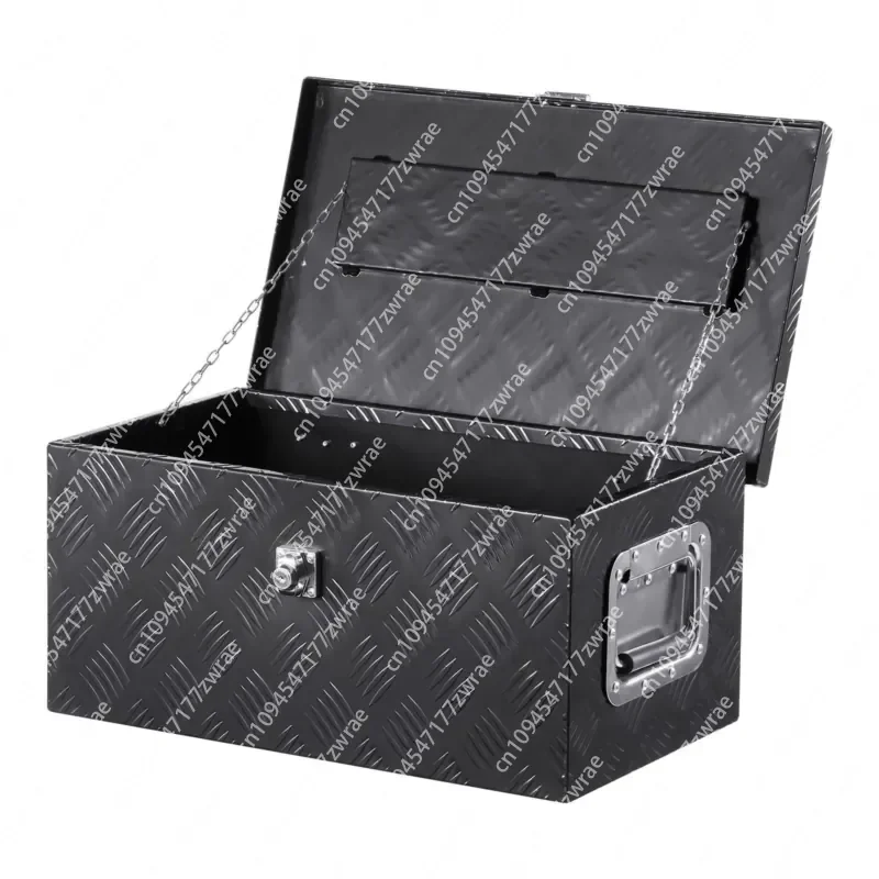 Black Heavy Duty Aluminum Tool Box 20x12x9.5 Inch With Keyed Lock Waterproof Rectangular Storage For Truck Bed Garage