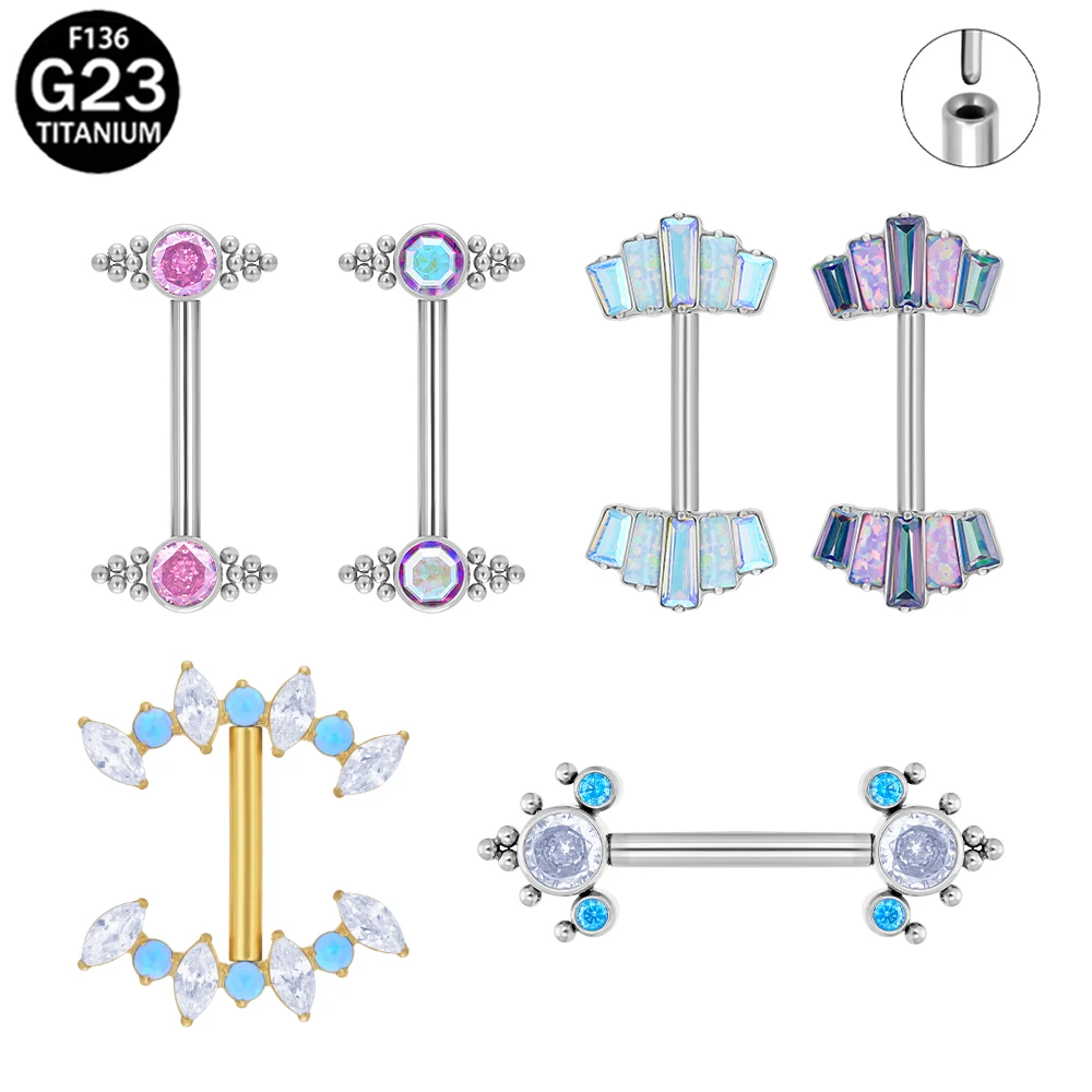 

ASTM F136 Titanium Marquise Leaf CZ Nipple Ring Threadless Barbell Straight Push Pin Body Piercing Jewelry Sexy Accessories