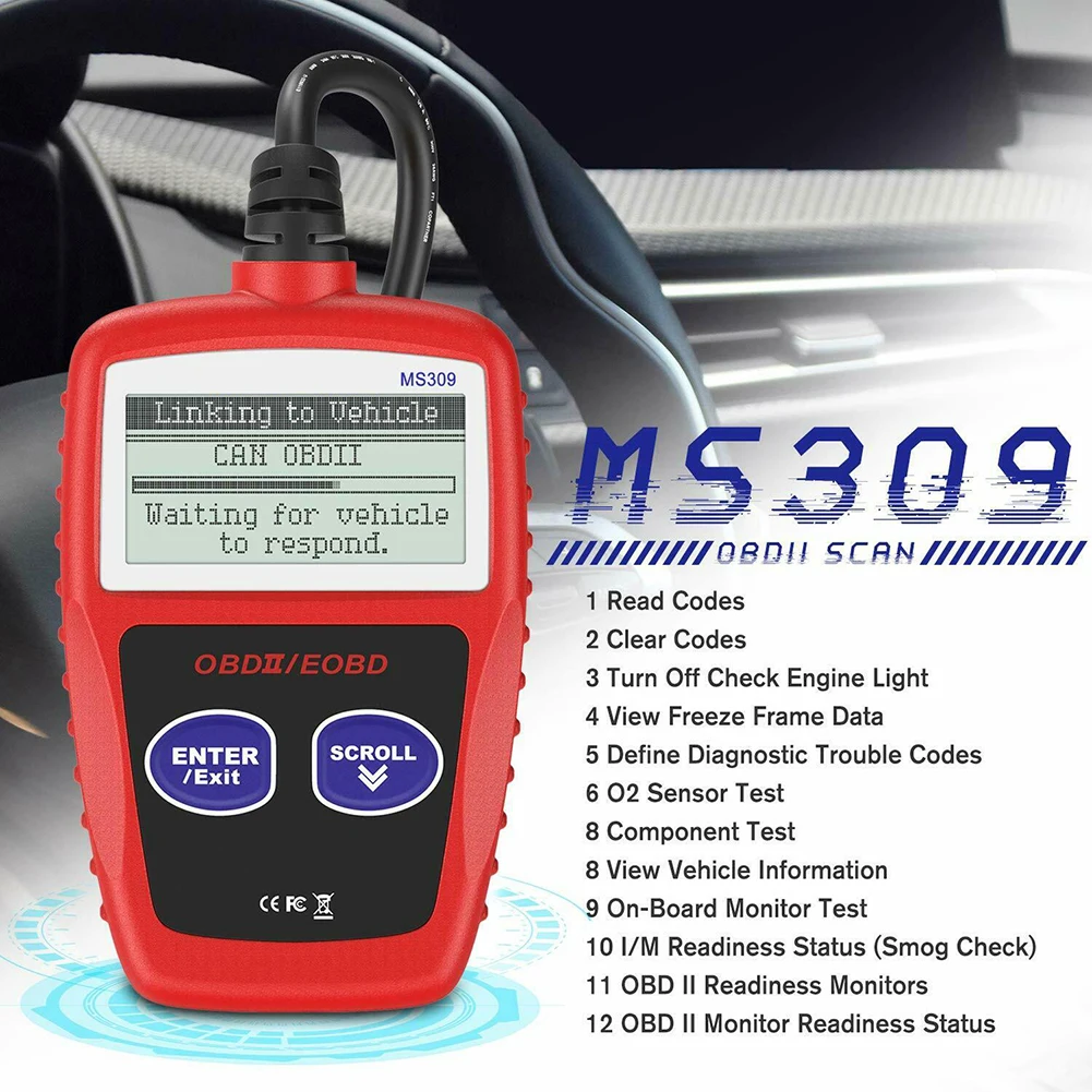 

Ms309 OBD2 Scanner Car Check Engine Code Reader Fault Scanning Instrument OBDII Automatic Diagnostic Tool