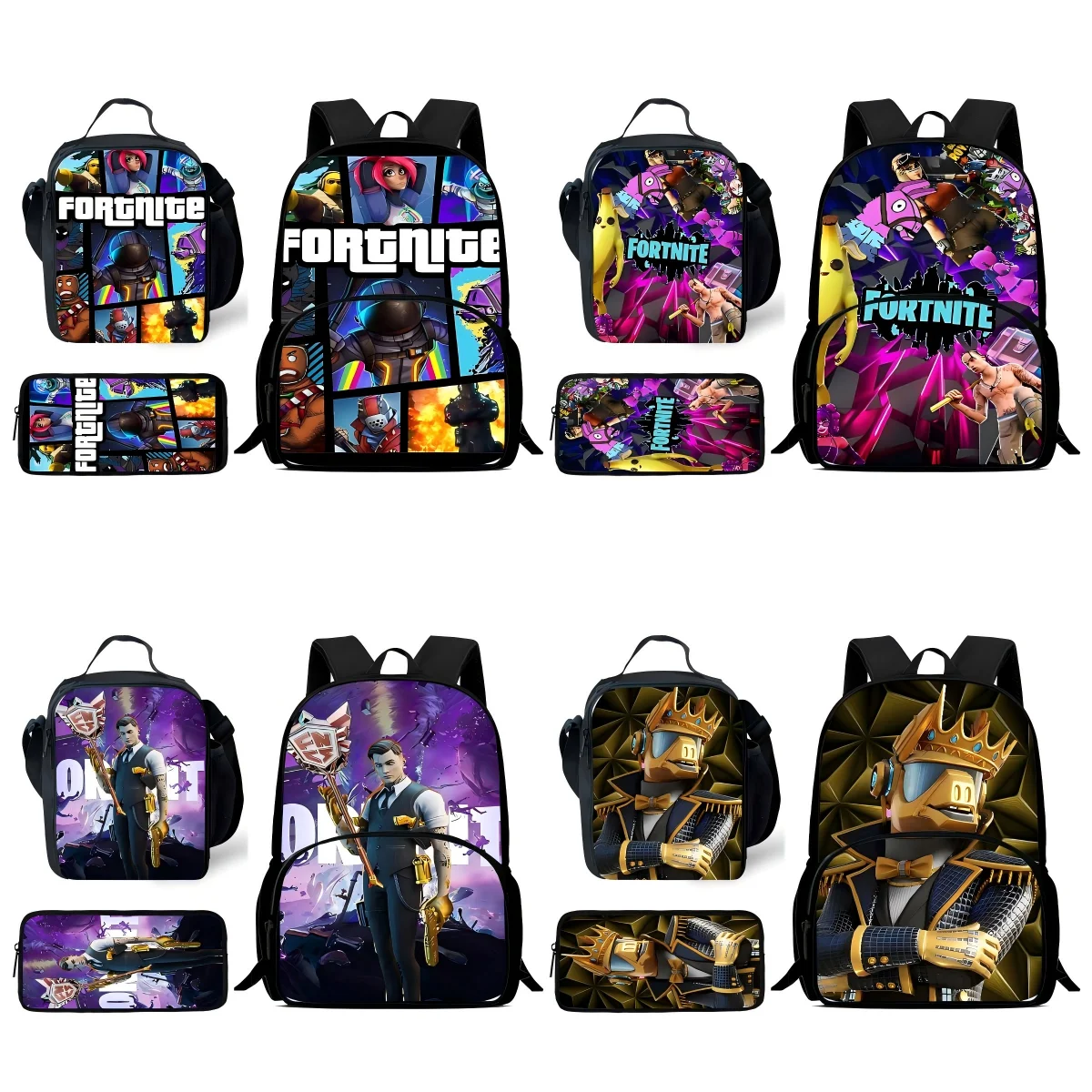 Hot Game FortniteS Child Backpacks Lunch Bag Pencil Case Pupil Large Capacity School Bags For Boy Girl Best Gift