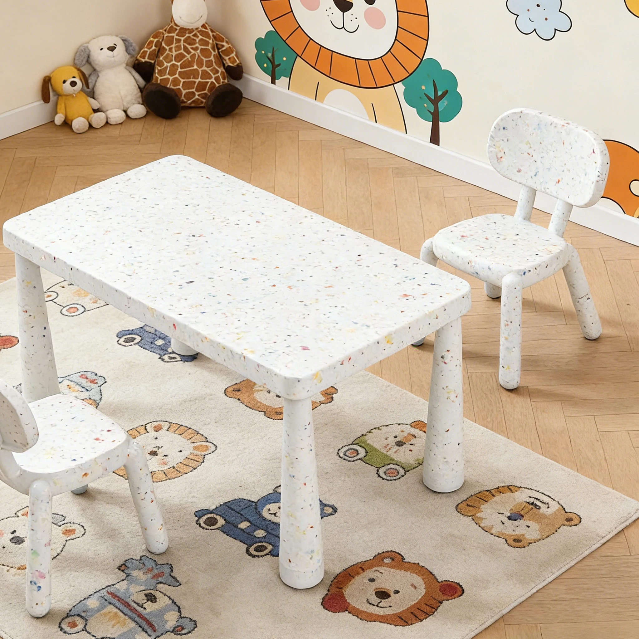 modern Nordic children's furniture confetti outdoor tables and chairs preschool learning classroom use environmentally friendly