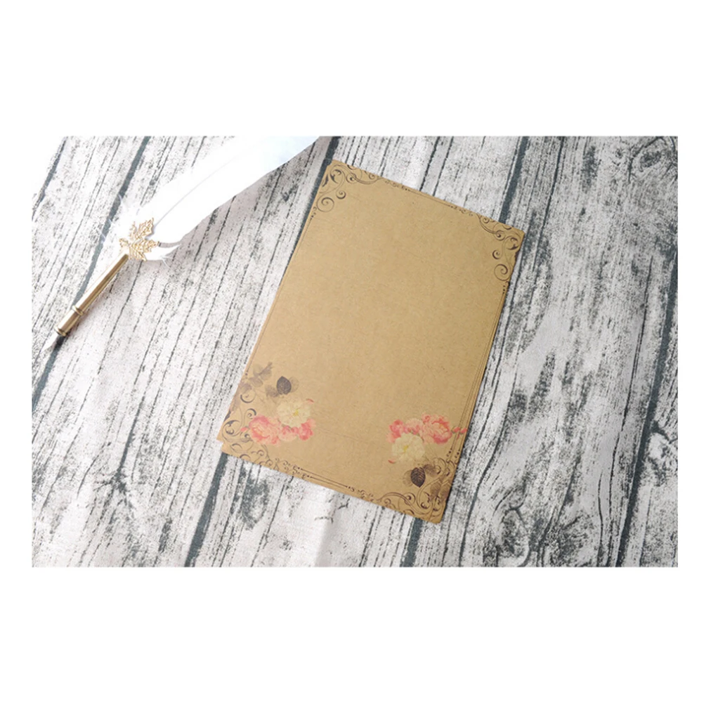 

56pcs Letter Writing Paper Vintage Kraft Stationery Set Smooth Writing 7 Colors Retro Lace Design Practical Use