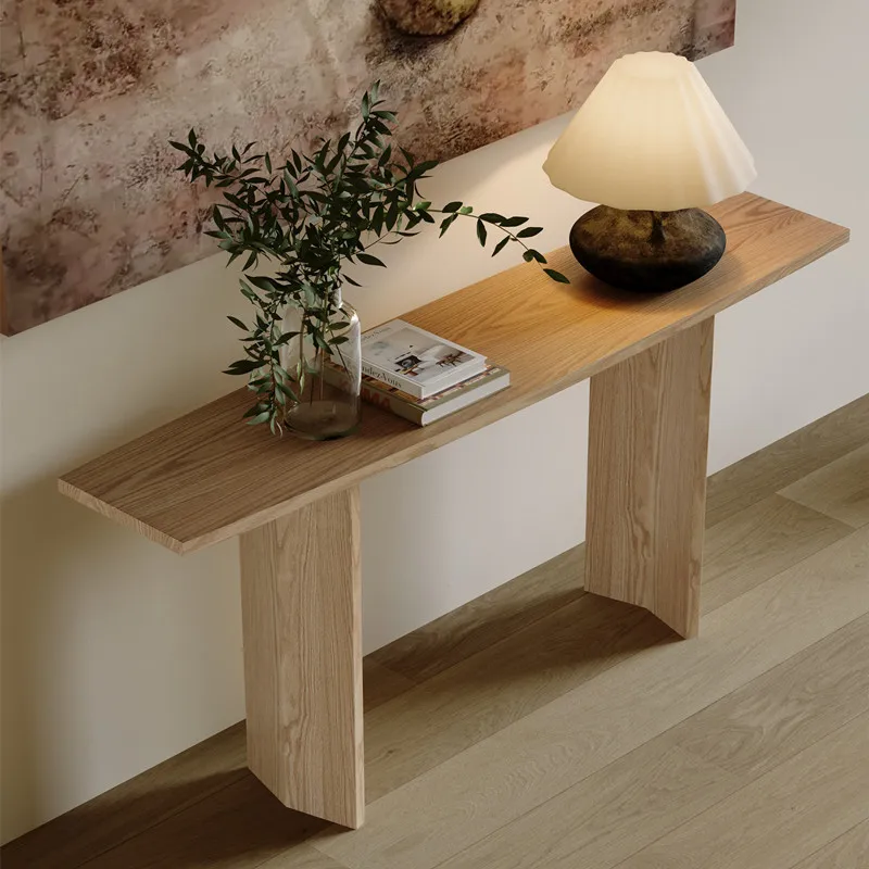 in-Modern Simple Solid Wood Durable Console Table for Villa & Hotel Entrance Wall Long Case Corridor Decoration-