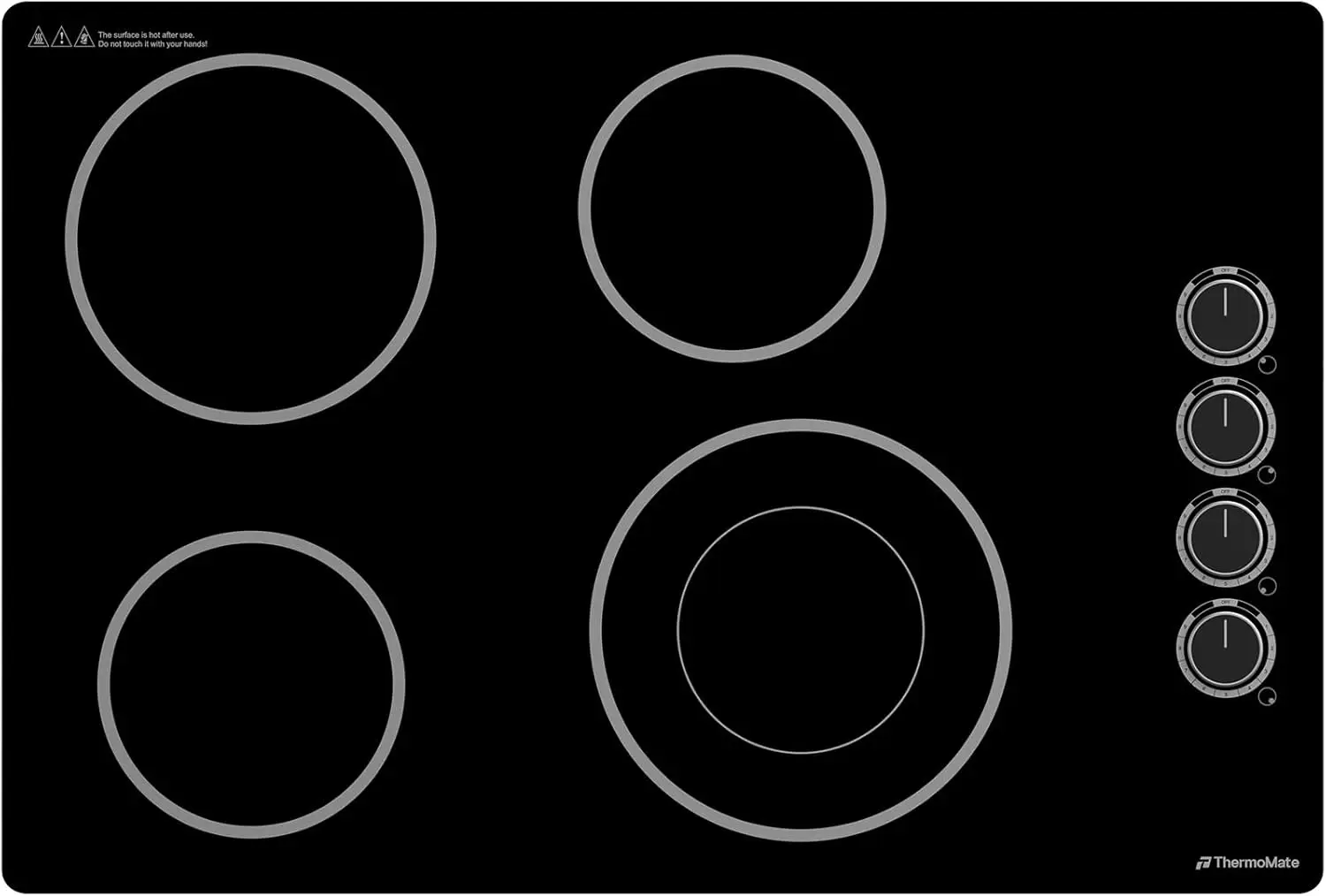 

30 Inch Electric Cooktop 4 Burners Knob Control Built in Ceramic Cooktop 30 Radiant Electric Stove Top of 6700W with 9 Heat