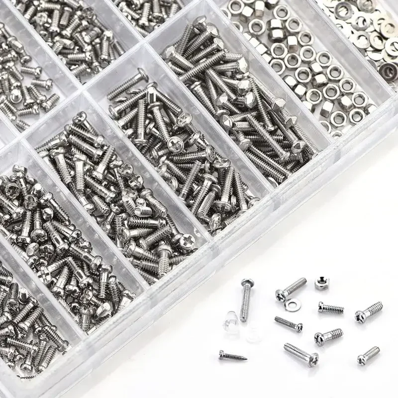 1000 Stück Brillenzubehör PM Runde Brillenschrauben, Schraubenscheiben, Kleine Reparaturschrauben – Detail 4
