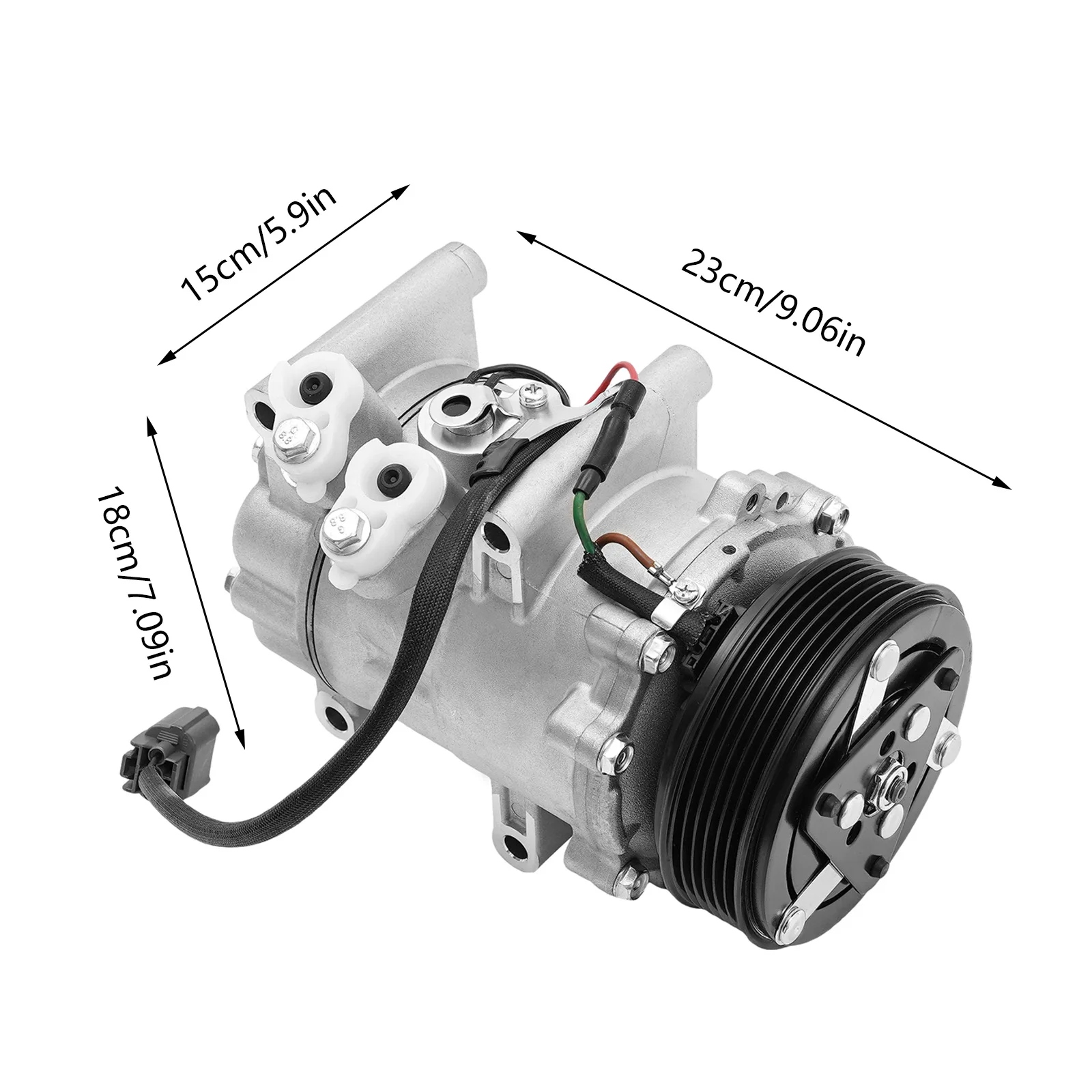 Automotive Cabin Cooling Circulation Hardware, A/C Compressor, 12V 125W CNC Frosting Metal A/C Compressor, A/C Compressor for General Cars SUVs Air Conditioning System Direct Replacement