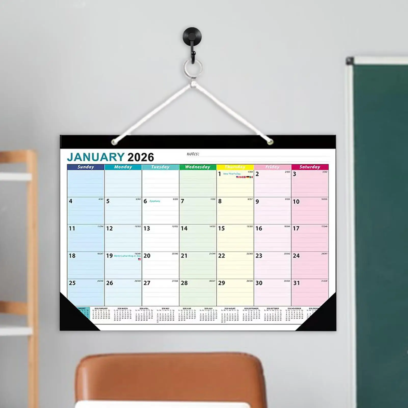 Calendario pianificatore 2026-2027 Gennaio 2026 al giugno 2027 Calendario pianificatore da parete Design intuitivo Accessorio per la pianificazione domestica per