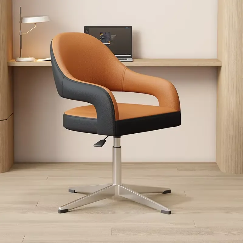 Modern Ergonomic PU Leather Swivel Office Chair with Mesh Back and Adjustable Height Comfortable Design for Home Workspace